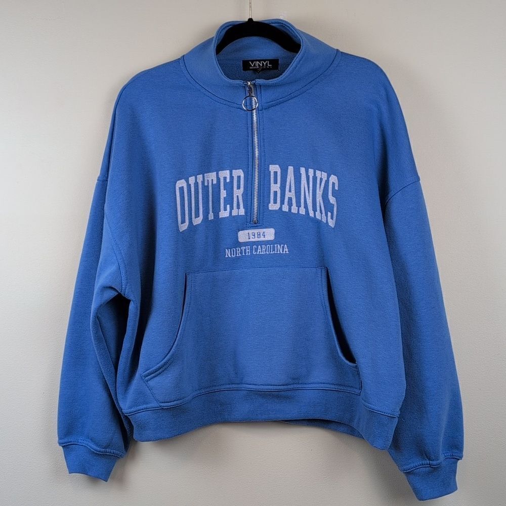 Vinyl Icons Outer Banks Embroidered Quater Zip Long Sleeve Sweatshirt Size L